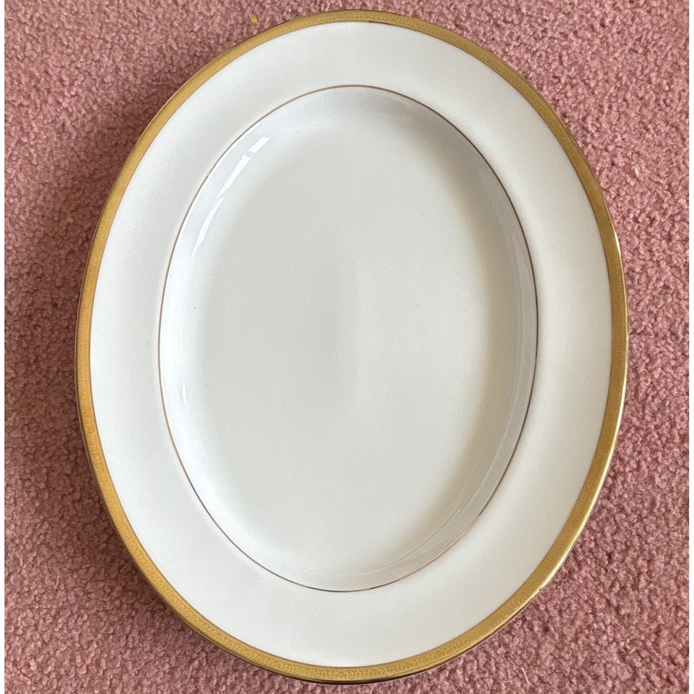 Charter Club Grand Buffet Gold Ceramic Oval Platter White/Gold Rim